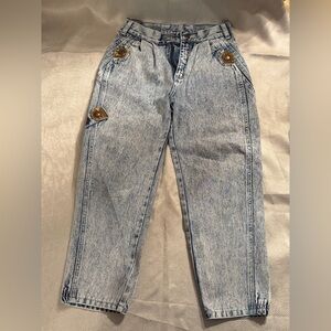 Vintage Lee Kids' Light Blue Jeans with Brown Accents